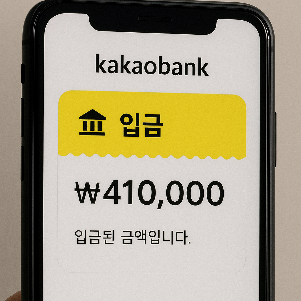 카카오뱅크 입금 알림 이미지
