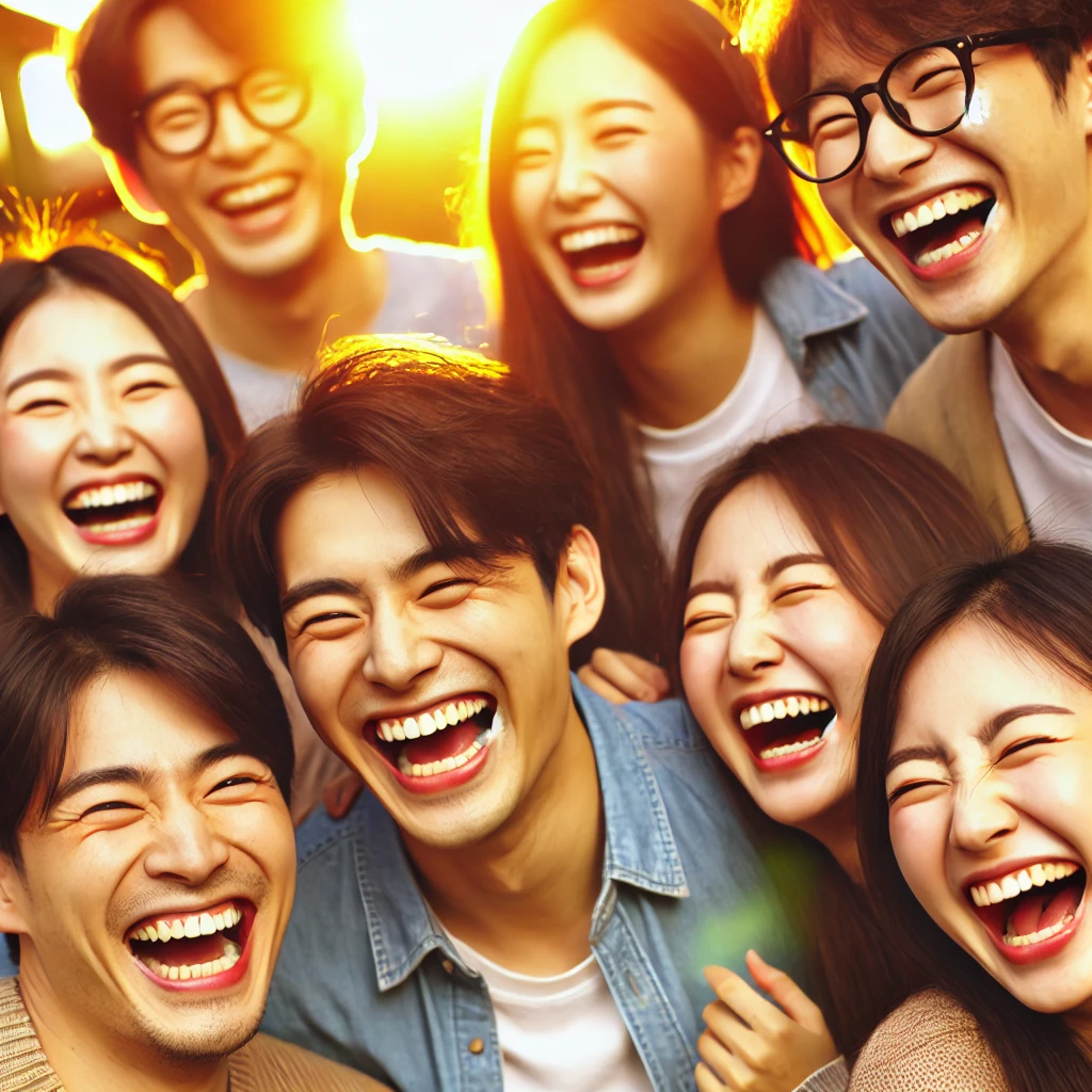 활짝 웃으며 즐거워하는 사람들의 모습