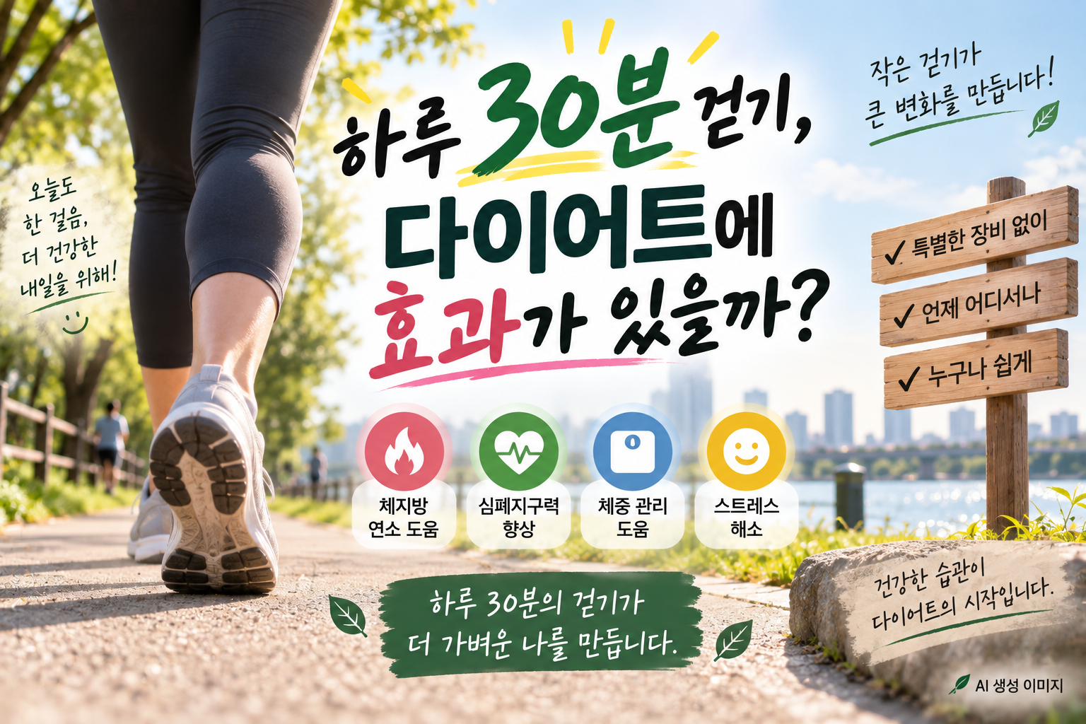 하루 30분 걷기 다이어트 효과와 걷기 운동 이미지