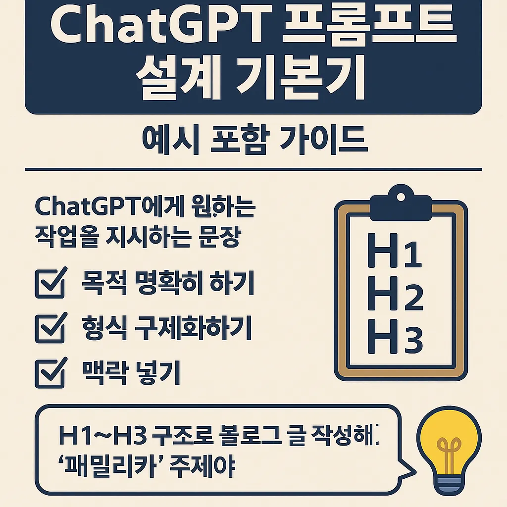 ChatGPT 프롬프트 설계 기본기 – 예시 포함 가이드