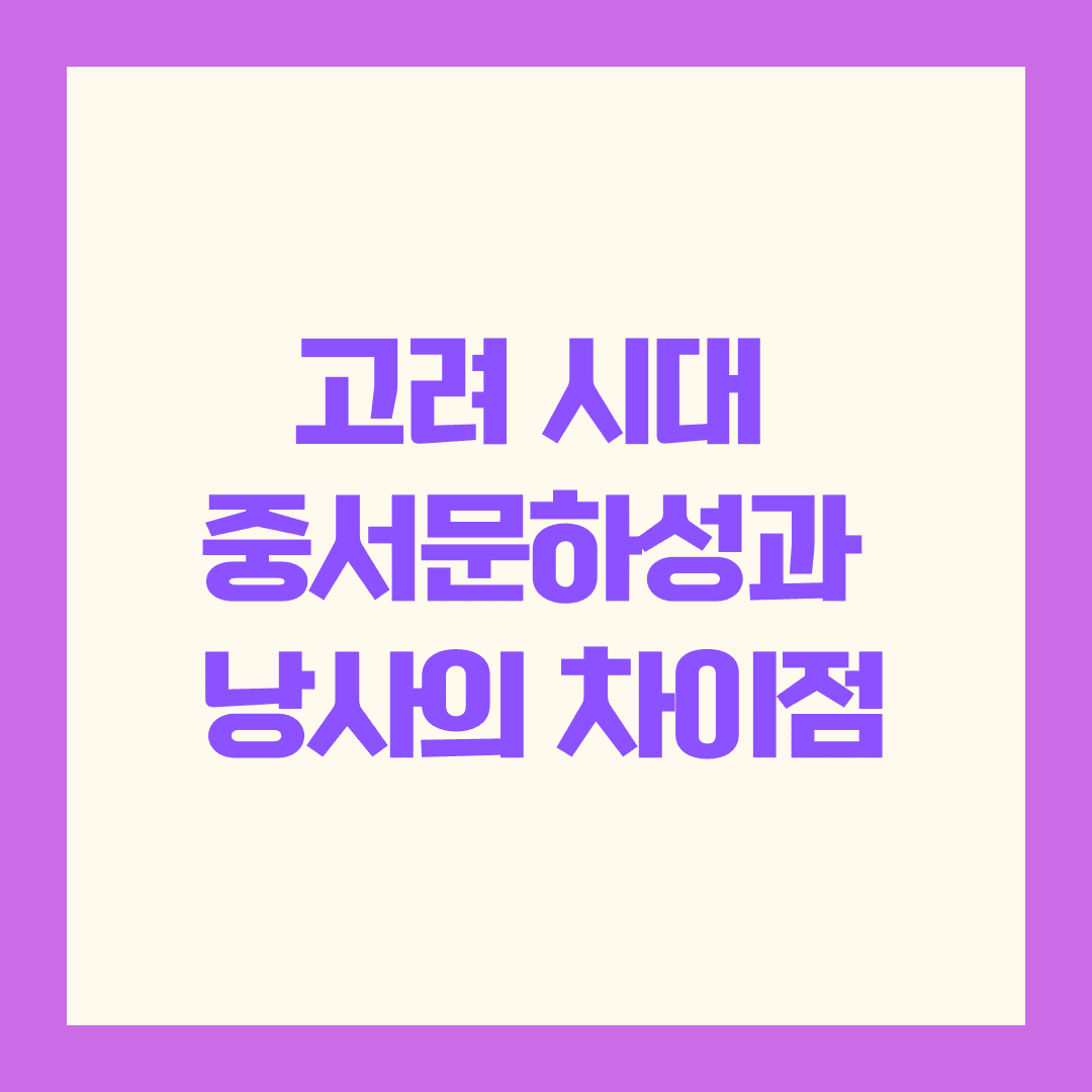 중서문하성과 낭사 기능 쉽게 정리