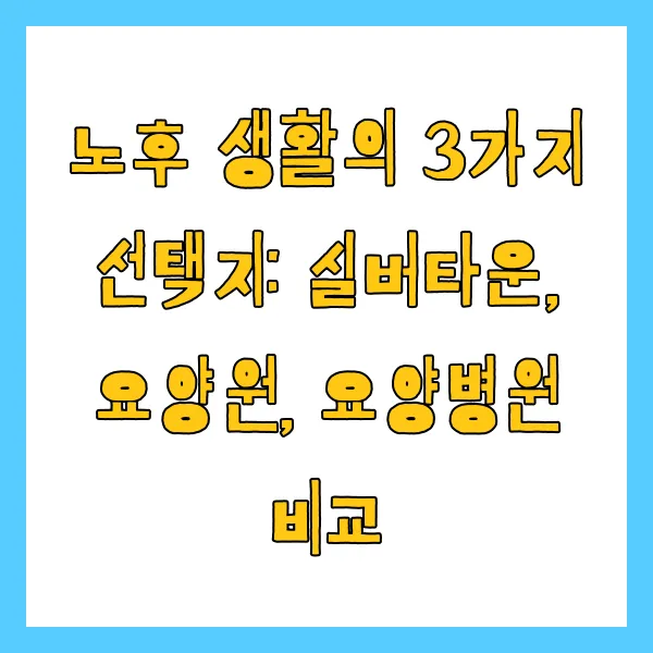 실버타운 요양원 요양병원 차이 비교 입소자격 비용
