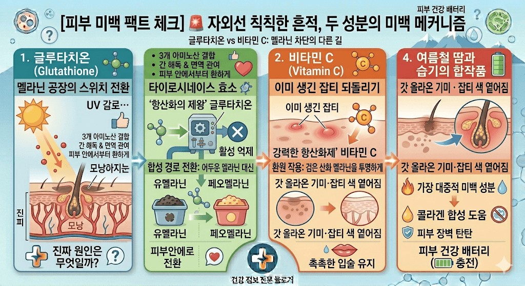 글루타치온과 비타민C의 미백 메커니즘
