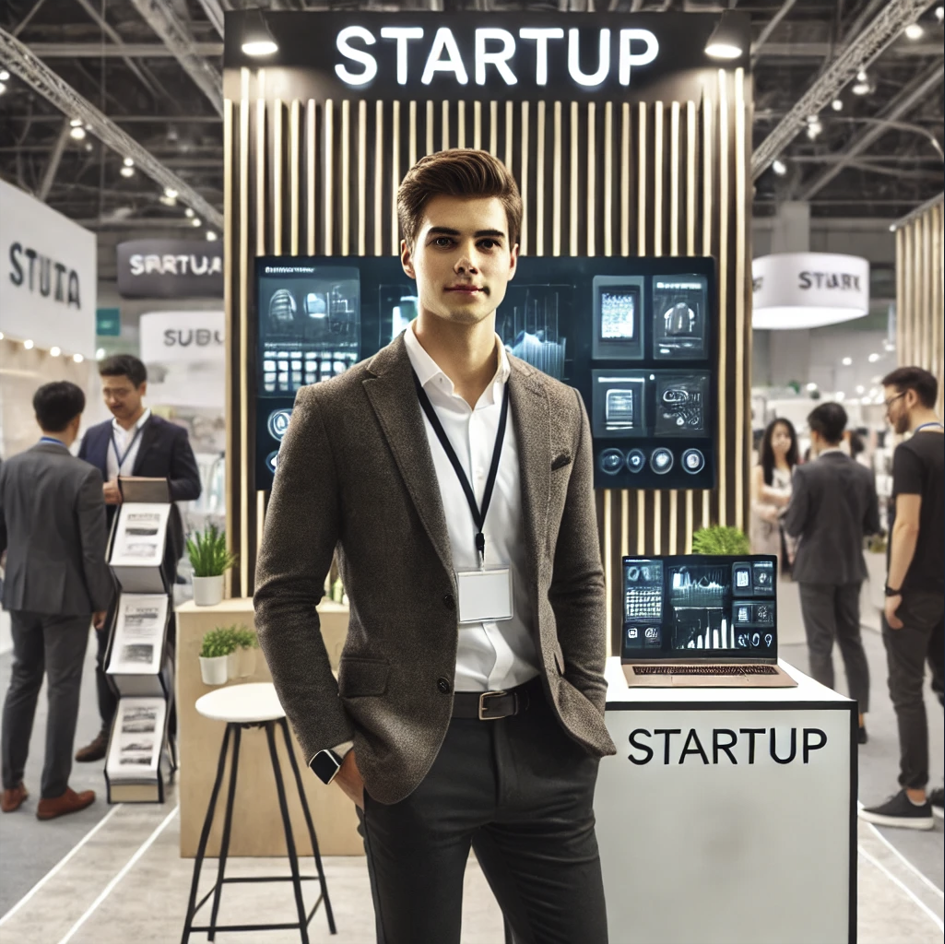 전시회에 참가한 창업 기업인