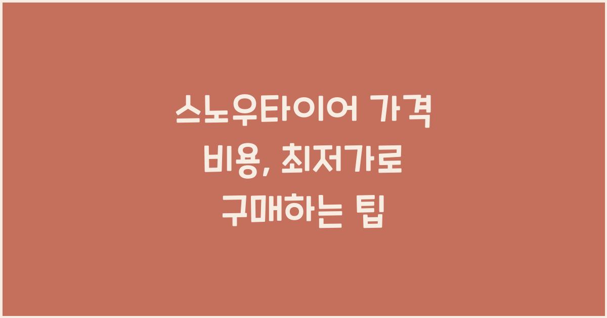 스노우타이어 가격 비용