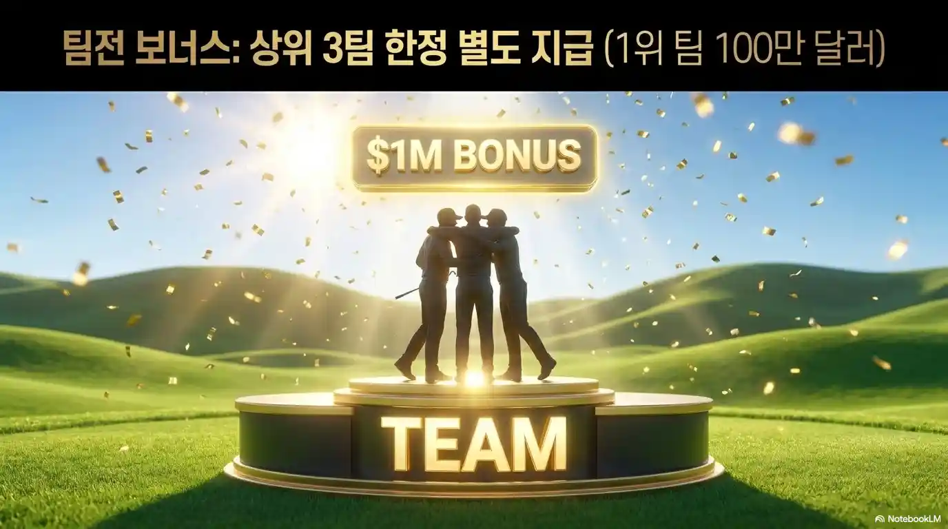 LIV 골프 팀전 보너스 상위 3팀 한정 1위 팀 100만 달러 선수 분배 구조 안내