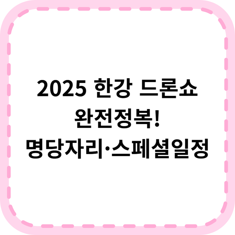 2025 한강 드론쇼 일정 관람꿀팁 총정리