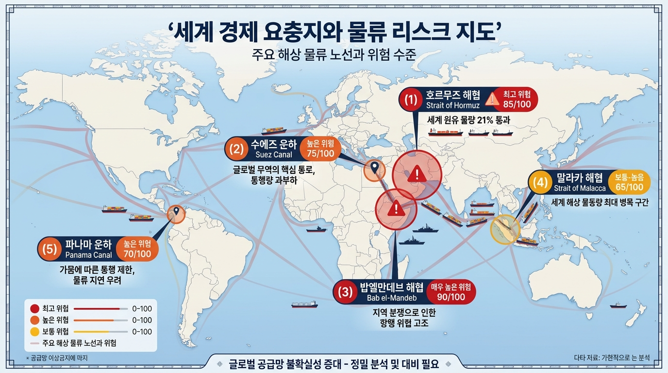세계 경제 요충지와 물류 리스크 지도
