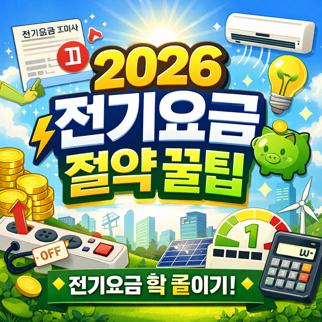2026 전기요금 절약 꿀팁 총정리! 누진세 피하는 법, 대기전력 차단, 정부지원 보조금까지 전기료 폭탄 방지하는 현실 꿀정보를 지금 확인하세요.