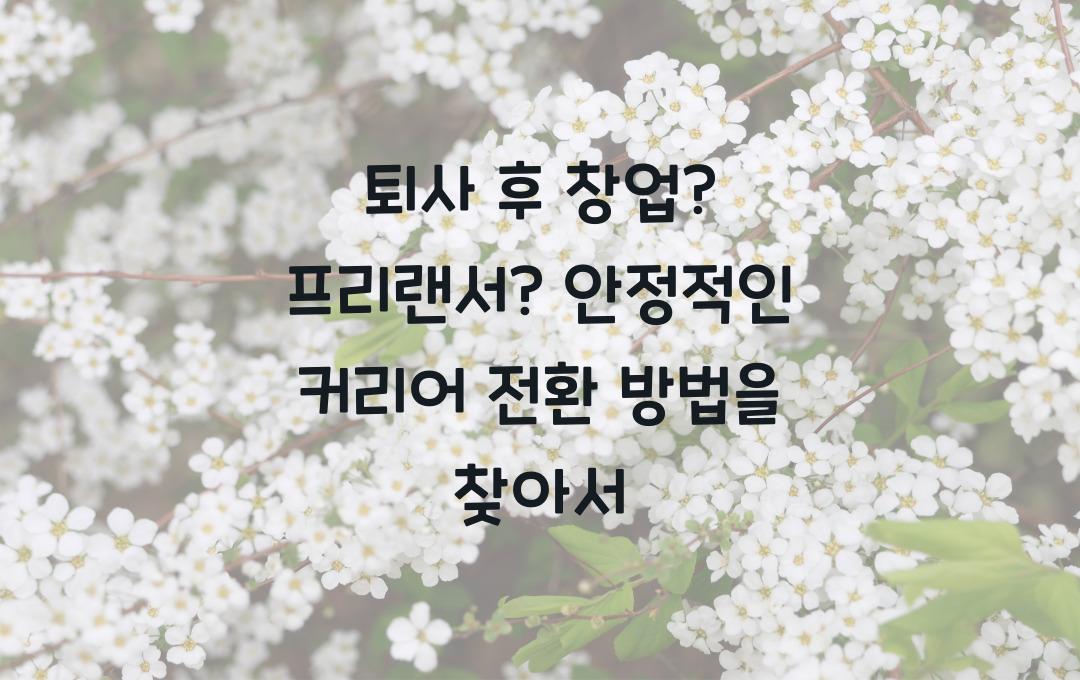 퇴사 후 창업? 프리랜서? 안정적인 커리어 전환 방법