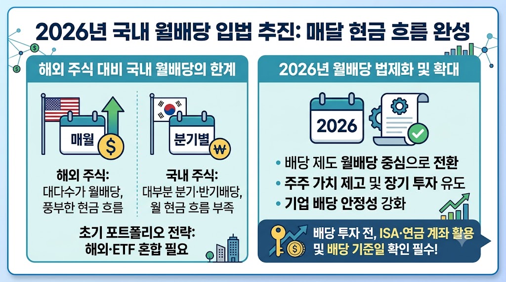 2026년 월배당을 위한 입법에 들어갔다. 고배당주로 월배당 포트폴리오 완성하는 방법을 알아본다.