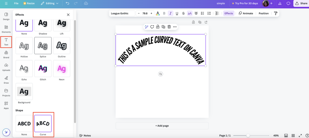 곡선 효과 적용하기