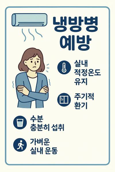 냉방병 예방을 위한 에어컨 온도 습도 바람 방향 설정 팁