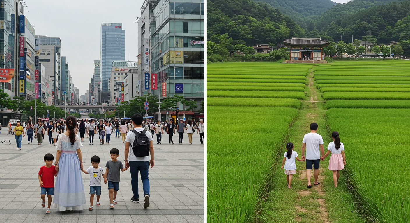 도시와 농촌 배경 사진