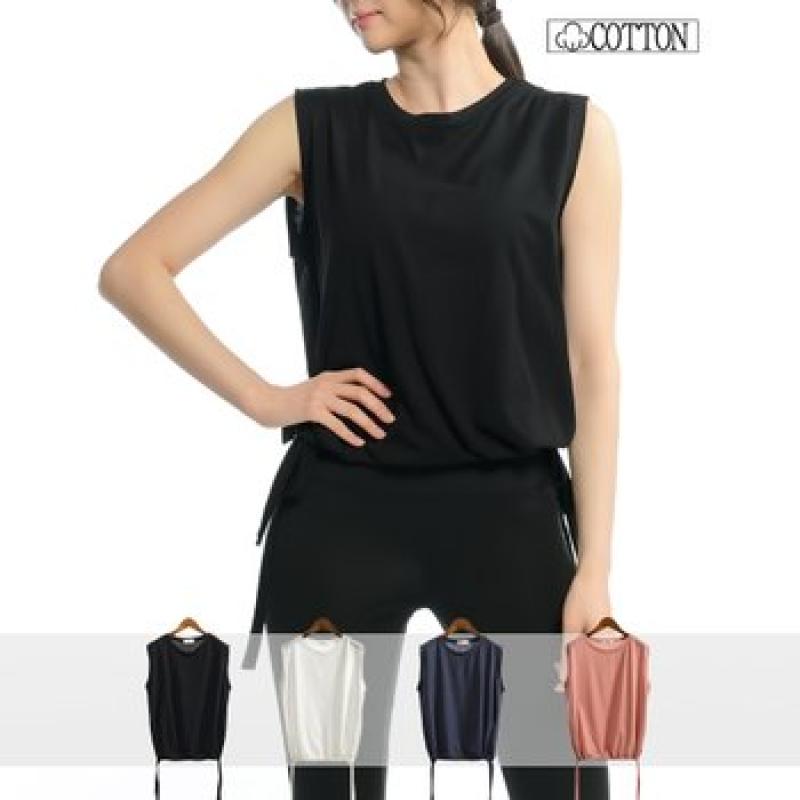 그리니치 GRIENICH 그리니치 필라테스 면스판 스트링 나시티 커버업 요가복by1261