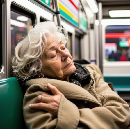 지하철에서 깜빡 잠든 노인