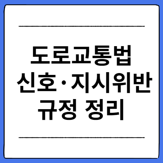도로교통법-신호-또는-지시위반-규정-정리