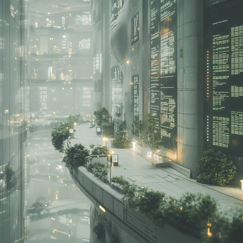 자동화된 ETF 투자 계획의 일러스트레이션, 미래적이면서도 매력적인 분위기, 디지털 화면의 빛, 정밀함과 계획의 전달