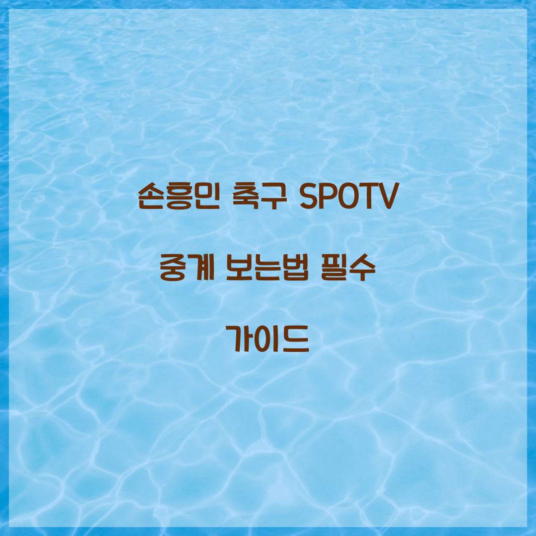 손흥민 축구 SPOTV 중계 보는법