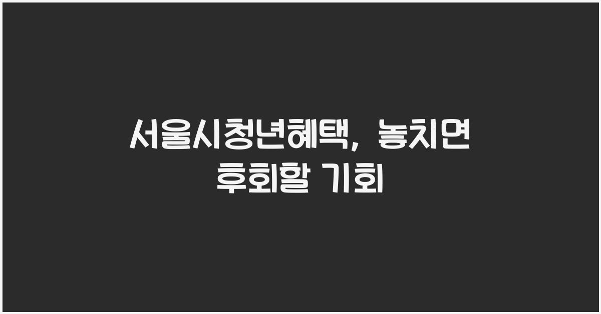 서울시청년혜택
