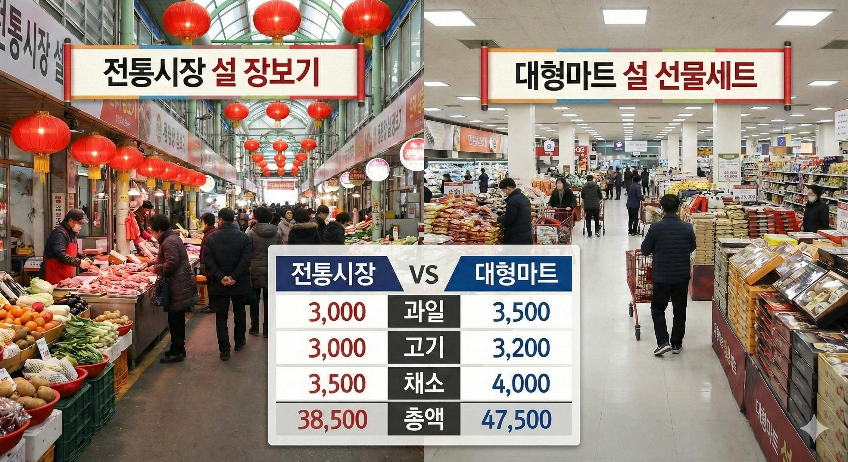 설 명절 장보기 전통시장과 대형마트 가격 비교