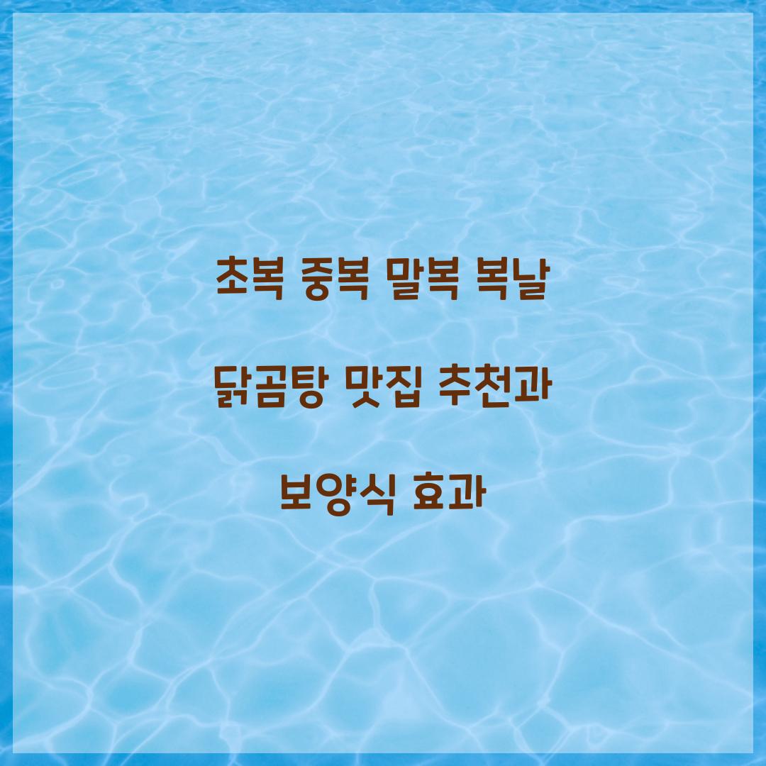 초복 중복 말복 복날 닭곰탕 맛집