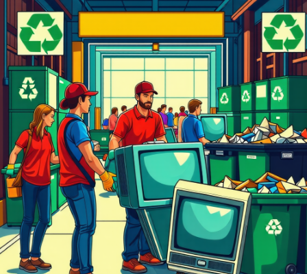 TV를 버리고있는 사람들 일러스트