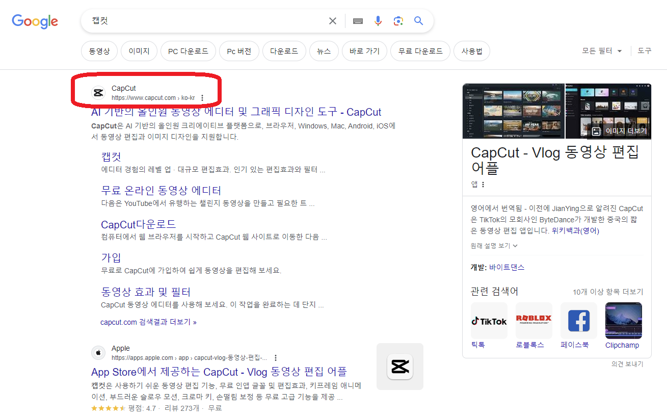 캡컷 검색
