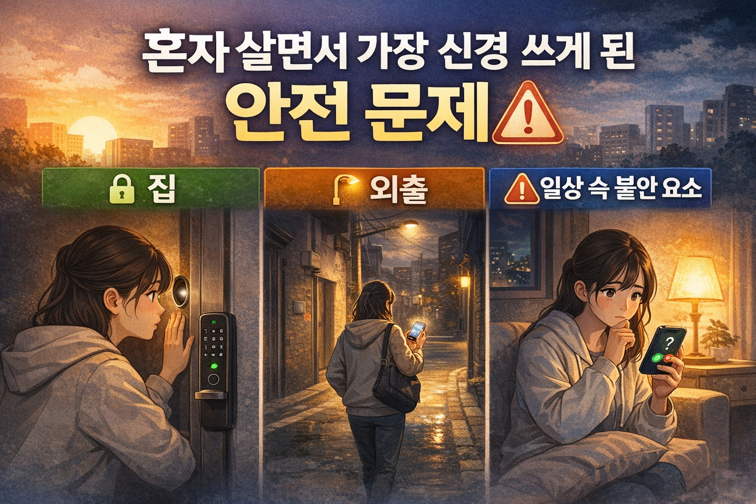 혼자 살면서 가장 신경 쓰게 된 안전 문제
