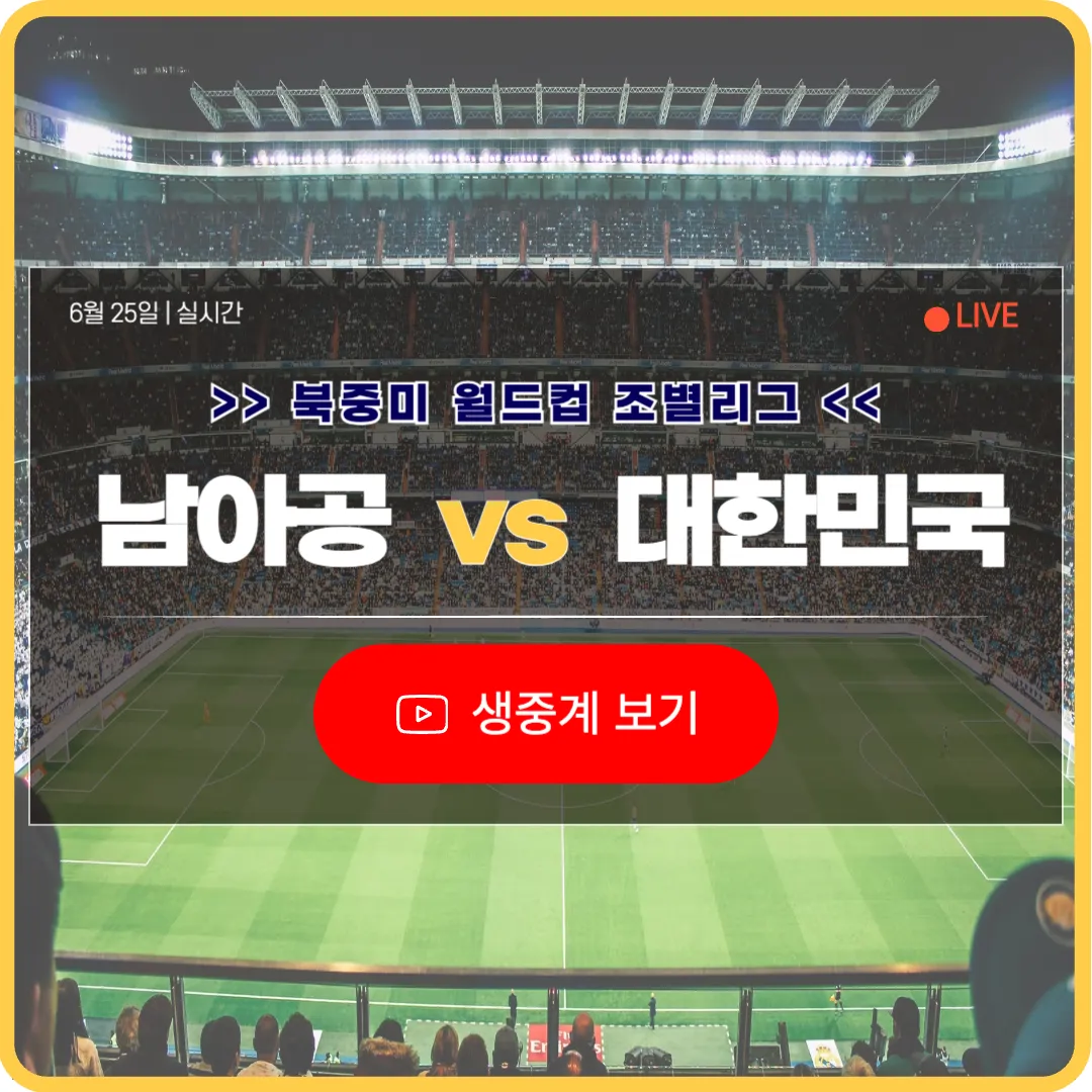 북중미 월드컵 남아프리카 공화국 대한민국 축구 생중계 라이브