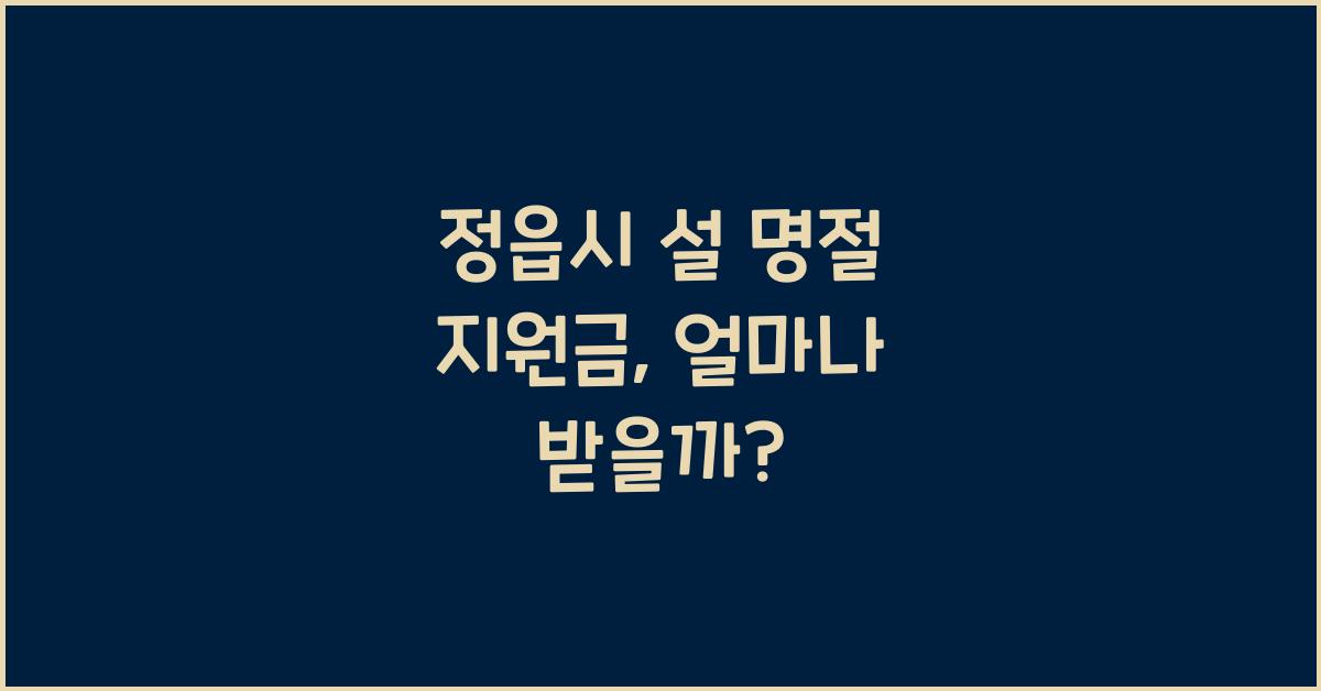 정읍시 설 명절 지원금