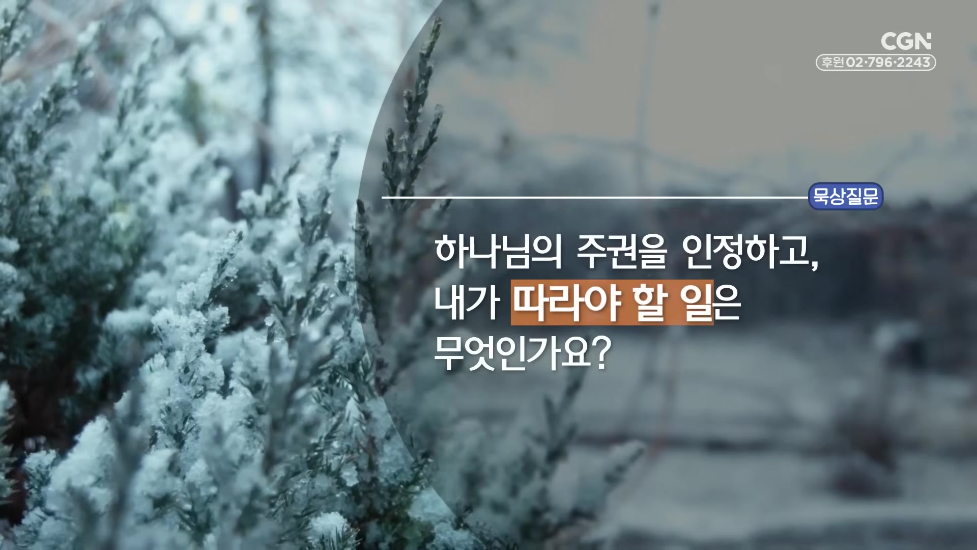 하나님의 주권으로 인정하고, 내가 따라야 할 일은 무엇인가요?