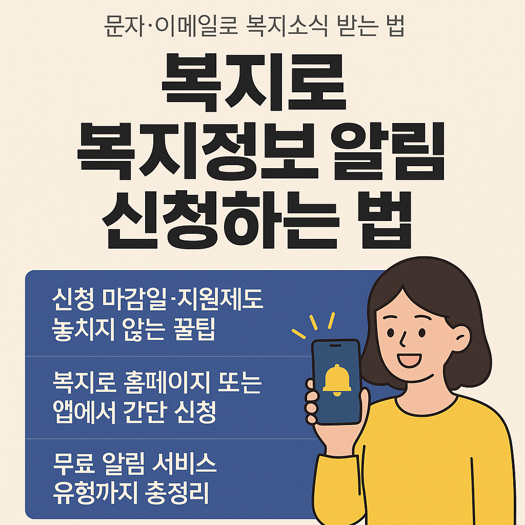 <p style="display:none;"> 복지로 복지정보 알림 신청법 정리 문자&middot;이메일로 복지소식 받는 법 신청 마감일&middot;지원제도 놓치지 않는 꿀팁 </p>