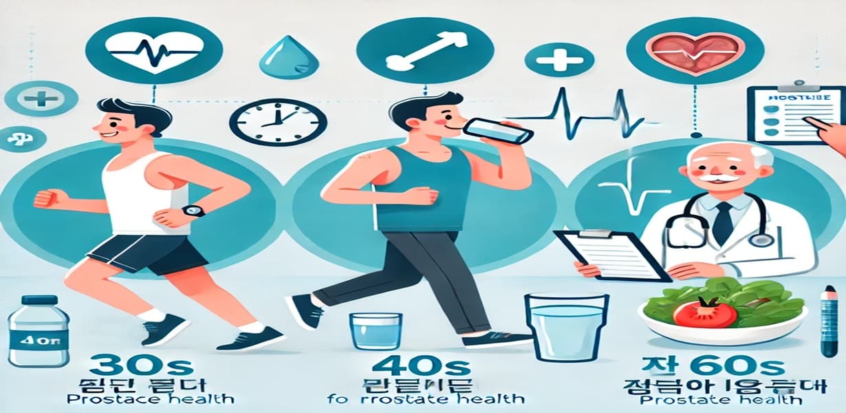 연령대별 전립선 건강 루틴을 시각화한 인포그래픽 이미지