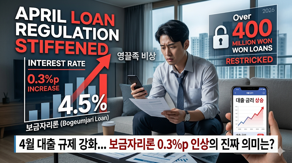 2026년 4월 보금자리론 금리 인상 및 대출 규제 강화 핵심 인포그래픽.