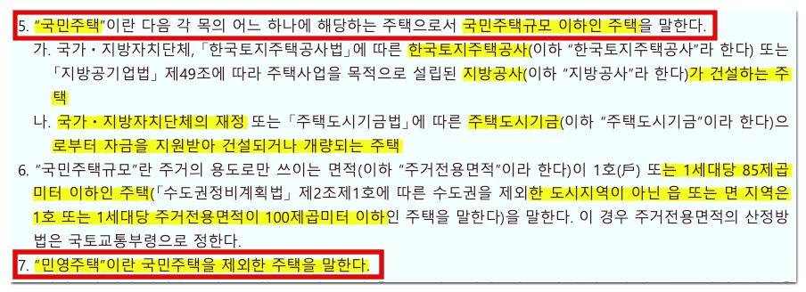 주택법 2조 - 국민주택의 정의