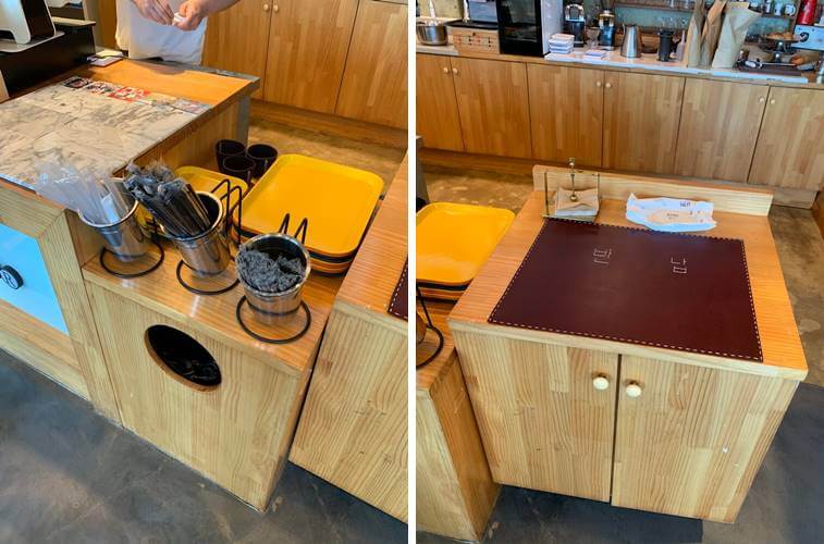 빨대 및 냅킨, 물티슈, 반납대