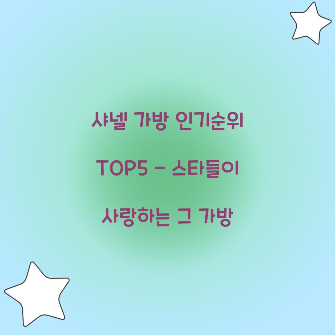 샤넬 가방 인기순위