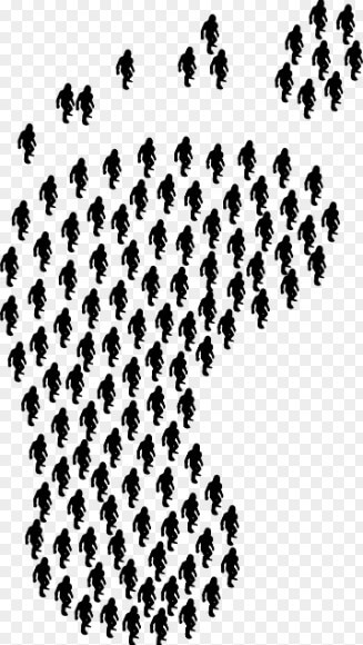 많은 사람들의 그림을 이용해 발바닥 형상을 만든 모습