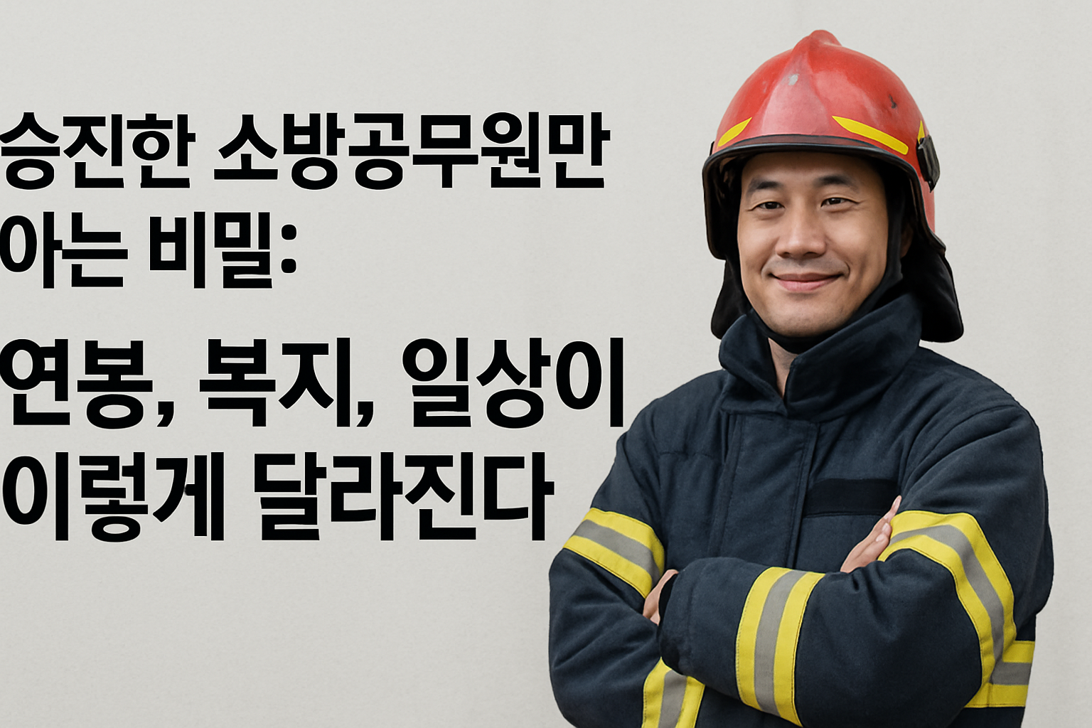 승진한-소방공무원이-자신감-넘치는-표정으로-소방복을-입고-서있는-모습-배경은-밝은-회색톤
