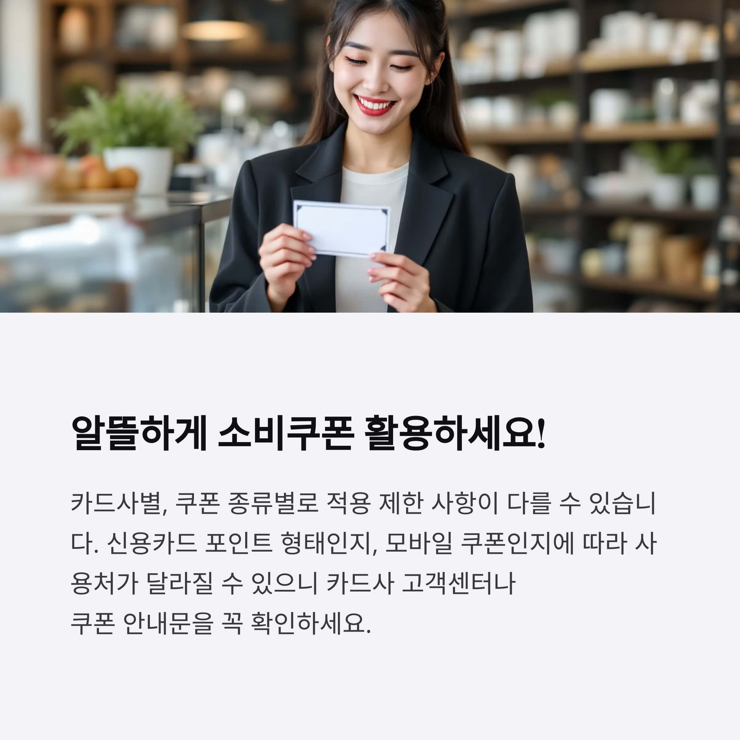 카드사별, 쿠폰 종류별 적용 제한 사항도 체크