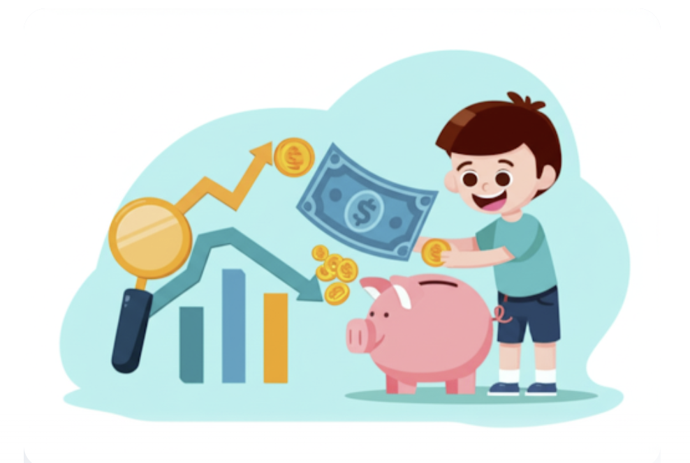 어린이가 저금통에 돈을 넣는 모습