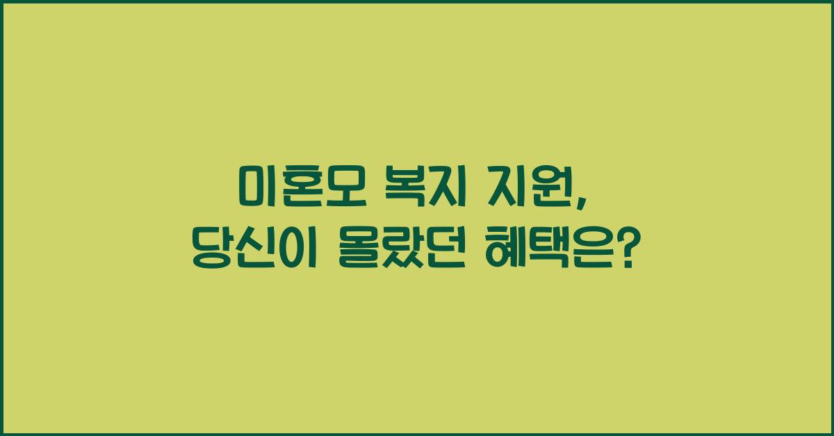 미혼모 복지 지원