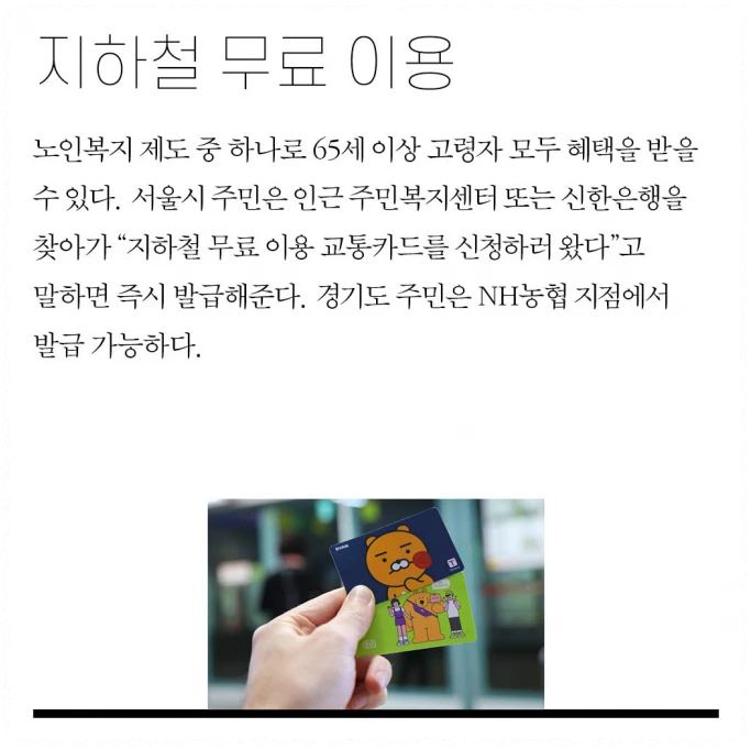 65세노인 교통비 혜택