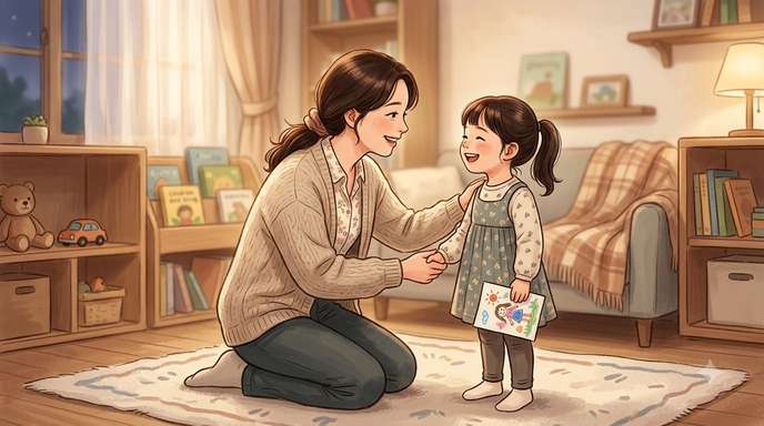 아이에게 따뜻하게 격려하는 부모