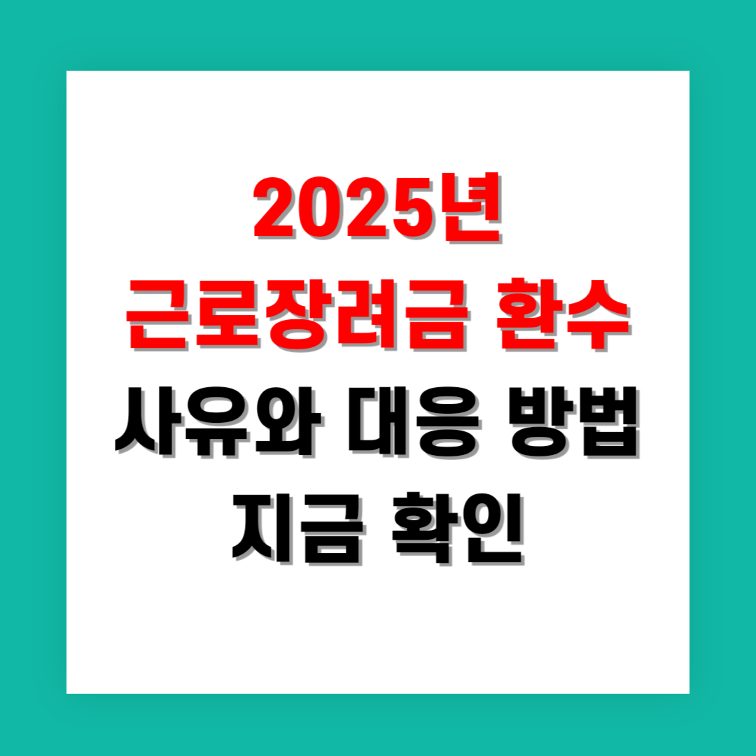 2025년 근로장려금 환수 사유와 대응 방법 지금 확인