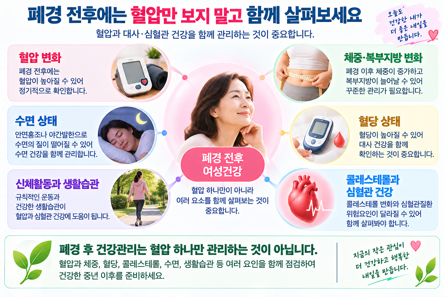 폐경 전후 혈압과 함께 확인할 건강 항목 그림