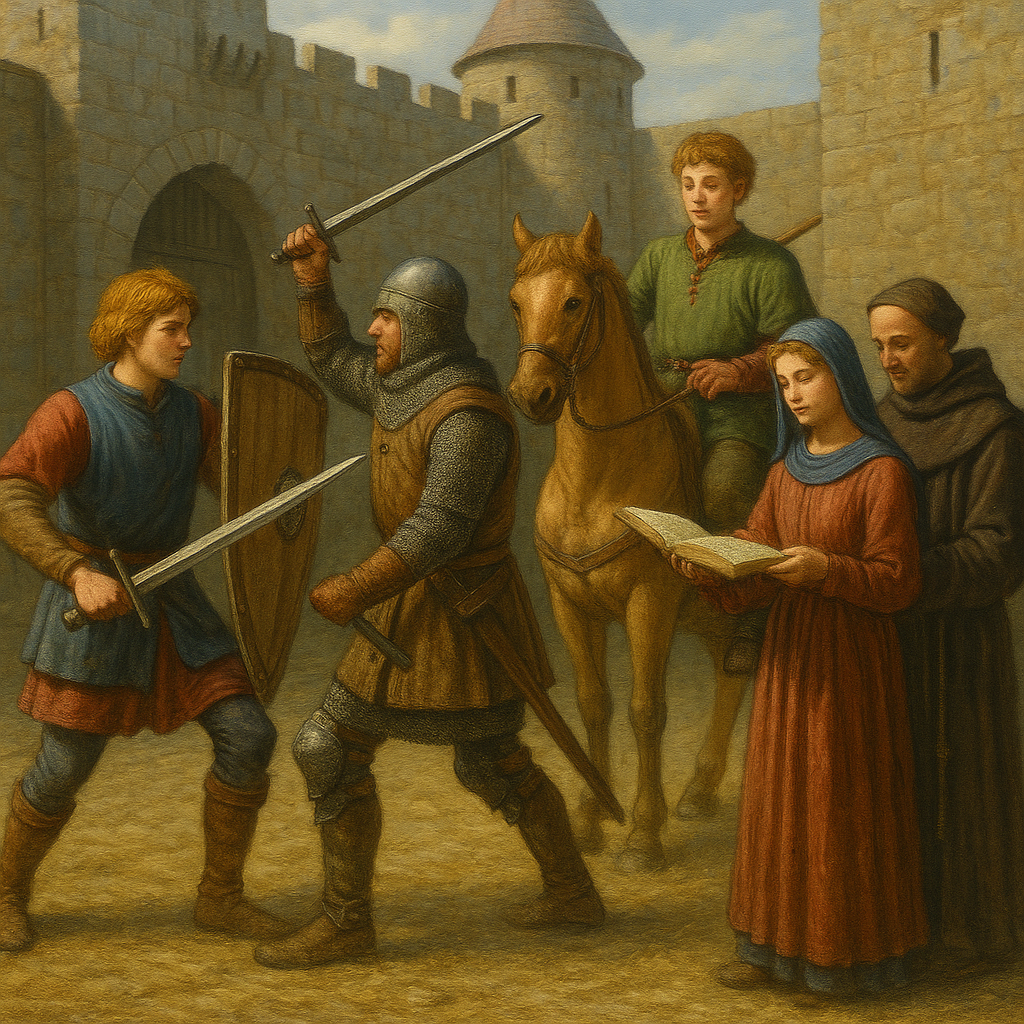 중세 청년의 성장 과정 관련 이미지