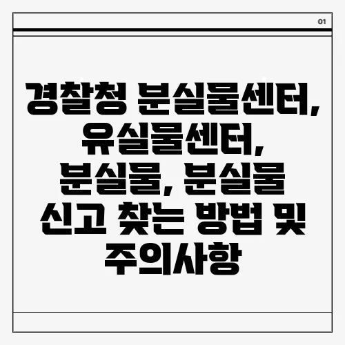 경찰청 분실물센터, 유실물센터, 분실물, 분실물 신고 찾는 방법 및 주의사항