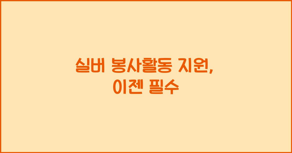 실버 봉사활동 지원